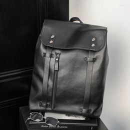 Backpack 2024 Design Plaid Leather Large Capacity Travel Double Shoulder Bag Fashion Men Daypack Student Schoolbag