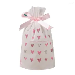 Gift Wrap 50pcs Plastic Wedding Packaging Bag With Ribbons Candy Bread Biscuits Cookies Bundled Bags DIY Cute Small