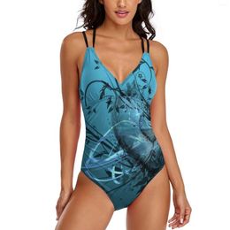 Women's Swimwear Women Bikini One-piece Swimsuit Art Bottom Floral Print Ruffle Bathing Suits