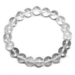 Bangles Natural White Clear Quartz Gems Stone Round Beads Handmade Stretchy Women Men Bracelet Healing Energy Gift Jewellery Drop Deliv Dhcdz