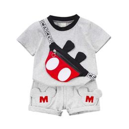 Clothing Sets New summer baby girl clothing set childrens and boys cotton cartoon T-shirt shorts 2 pieces/set fashionable track field d240514
