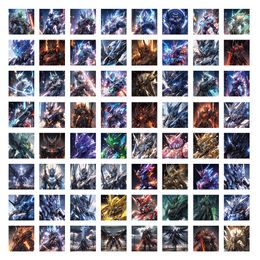 63pcs ins handsome Mech Warrior waterproof PVC sticker pack for luggage case refrigerator mobile phone desk bicycle car cup skateboard case.