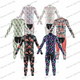 Racing Sets Funny Flamingo Cycling Jersey Set Long Sleeve Pattern Clothing Road Bike Shirt Suit Hombre