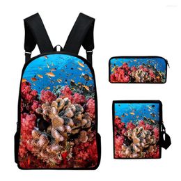 School Bags Hip Hop Underwater World 3pcs/Set Backpack 3D Print Student Large Capacity Bag Travel Laptop Daypack Shoulder Pencil Case