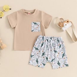 Clothing Sets CitgeeSummer Kids Toddler Boys Outfits Short Sleeve Tops Print Elastic Waist Shorts Casual Clothes Set