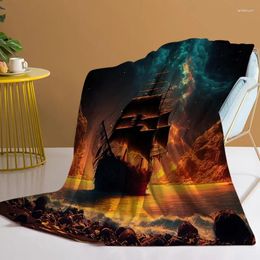 Blankets Sailboat Sherpa Blanket Sailing Ship With Dark Clouds Printed All Season Warm Fuzzy For Living Room Bedroom