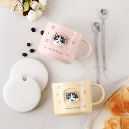 Mugs Creative Cartoon Cute Husky Ceramic Cup 3D Dog Head Water Student Coffee Milk Couple Gift
