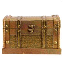 Gift Wrap Retro Wooden Pirate Treasure Chest Box Jewellery Storage Organiser Trinket Keepsake Case Decor Without Lock Size S