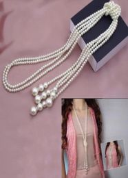 Mode Süßwasserperlen weißer Tropfen Perlenkette Perlen Langketten Seil Bead1902656