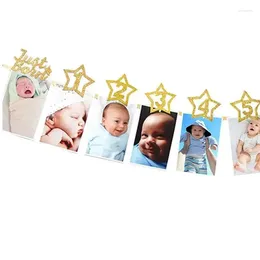 Party Decoration Baby 1st Birthday Banner Flag Monthly ONE Year Bunting Garland Shower Boy Girl First Happy Decorations Kids