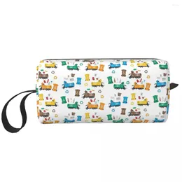 Cosmetic Bags Colourful Recycling Garbage Trucks And Bins Makeup Bag Dopp Kit Toiletry Women Beauty Travel Pencil Case