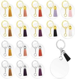 Creative keyring 5cm Blank Disc with Suede Tassel Vinyl Keyrings Available Monogrammed Clear Acrylic Disc Tassel Keychain Christma2427247