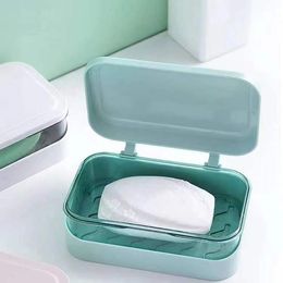 1.Portable Soap Box Holder Household Plastic Light Luxury Double-Layer Drainage Opening Closing Creative Bathroom Travel Storage Tray