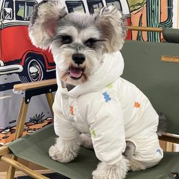 Dog Apparel Clothes Autumn And Winter Thick Warm Teddy Schnauzer Pomeranian/Bichon Frise Pug Hooded Pet Four Feet Down Jacket