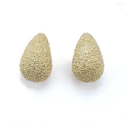 Stud Earrings 2024 Fashion Golden Frosted Metal Water Drop Shape Women Jewelry Korean Cute Geometric Statement