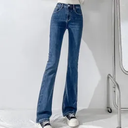 Women's Jeans Elastic Women Flare High Waist Korean Slim Fall Denim Pants Casual Black Full Length Female Skinny Trousers