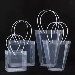 Gift Wrap 10pcs PVC Material Flower Arrangement Handbag Transparent Waterproof Floral Bouquet Handbags