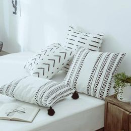 Pillow Moroccan Style Geometric Cover Black Line Printed Pure Cotton Canvas Simple Art Home Decor 2 Sizes