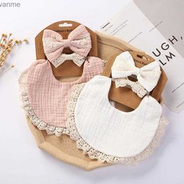 Bibs Burp Cloths 3 pieces/set of solid plain weave cotton and bamboo baby bibs tassels lace WX97465