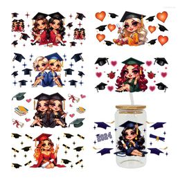 Window Stickers Fashionable Girls UV DTF Transfer Libbey Cup Wrap Iron For Glass 16oz D16452