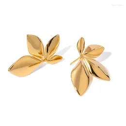 Dangle Earrings Minar Temperament Metallic Irregular Leaves Drop For Women Stainless Steel 18K Gold PVD Plated Anti Tarnish Jewellery