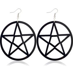 Punk Acrylic Large Star Dangle Earrings For Women Gothic Black Big Pentagram Round Drop Earring Fashion Statement Jewelry6379470