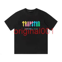Mens designer T-Shirts Tracksuits Stock Trapstar T-shirt Embroidery Flocking Letter Trapstar luxury rainbow color Men Women sports suit short sleeved shorts set we