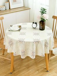 Round Tablecloth PVC Plastic Waterproof Oil-proof Table Cover Floral Printed Home Kitchen Dining Tablecloth Table Decor Supplies 240514