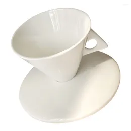 Cups Saucers 1 Set Practical Ceramic Coffee Cup Durable Mug Decorative Tea (White)
