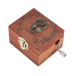 Decorative Figurines Wooden Hand Crank Music Box Mechanical Classic Craft For Birthday Christmas Gift