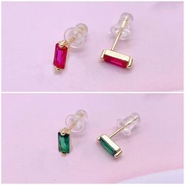 Stud Earrings European And American Cross-border Simple Small Fresh Square Multi-color S925 Silver For Women