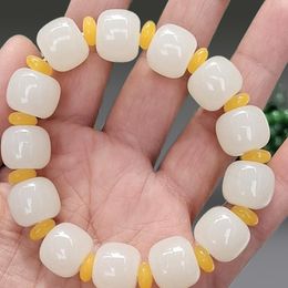 Jasper hand string white jade hand string gourd bucket bead men's and women's bracelet