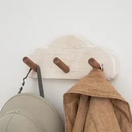 Hooks Handicraft Shabby Wooden White Coat For Wall
