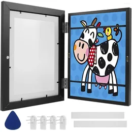 Frames 1/2Pc Kids Art Frame Set A4 Front Opening Po Wooden Artwork Display For 100 Pictures Drawing 3D