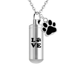 Ashes For Love Pet Paws Print Stainless Steel Keepsake Pendant Cylinder Ashes Cremation Urn Jewellery Necklace1802936