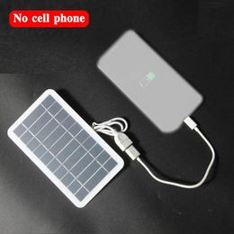 Portable Solar Panel 5V 2W Plate with USB Safe Charge Stabilize Battery Charger for Power Bank Phone Outdoor Camping Home 240430