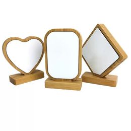 스톡 대나무 사랑 빈 사진 프레임 자성 DIY Double Round Wood Woodmation Heart Painting Frames 그림 장식 측면 BA 플롯