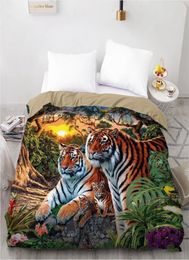 Design Custom Duvet Quilt Comforter Blanket Cover Case Bed Linens Bedding Set Black Animals Tiger Home Textile LJ2010156698319