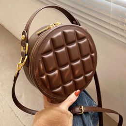 Shoulder Bags Small Checkered Round For Women 2024 Female Handbags Ladies PU Leather Vintage Crossbody Purses