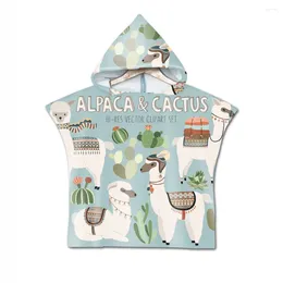 Towel Children Llama Cute Cartoon Hooded Cloak Beach Alpaca Printed Microfiber Baby Boys Girls Kids Swimming Bath