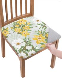 Chair Covers Tropical Plant Flower Leaves Seat Cushion Stretch Dining Cover Slipcovers For Home El Banquet Living Room