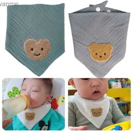 Bibs Burp Cloths Cotton bear embroidered baby bib new absorbent Saliva towel newborn Burp clothing Bandana scarf boy girl child feeding Drool bib WX