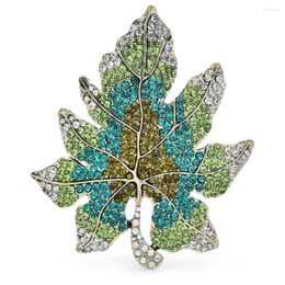 Brooches Wuli&baby Big Luxury Leaf For Women Unisex 2-color Sparkling Rhinestone Flower Plants Party Office Brooch Pins Gifts