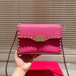 Top Quality Evening Bags Designer Crossbody Shoulder Bags Women Flap Handbag Purse Genuine Leather Brand Letters Rivet Buckle Solid Colour Wallet