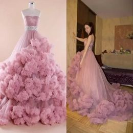 2022 Maternity Dress For Pregnant Women Sexy Strapless Tiered Ruffles Nigh Robes Mermaid Gown Pregnancy Dresses Baby Shower Prom Wear P 298U