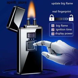 Lighters USB Charging True Fingerprint Electronic Induction Light Windproof Touch Arc Display Power Supply Plasma Light Mens Gift S24513 S24513