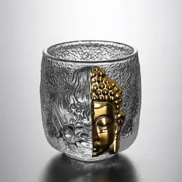 Wine Glasses Buddha Head Glass Tea Cup Japanese Zen Master Single Cups Household Glazed Glaze Coffee Mugs 100ml