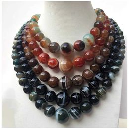 Beaded Necklaces 18mm Natural Botswana Agate Charm Fashion Jewellery Multicolor Canelian Round Beads Womens Necklace 21.5 d240514