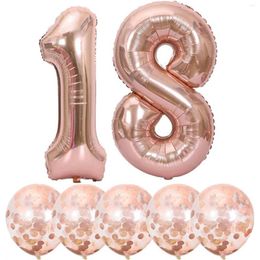 Party Decoration 7pcs/set 32 Inch Rose Gold Digital 18-year-old Balloon Set Suitable For Anniversary Birthdays