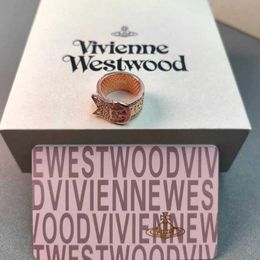 Designer Westwoods Full Diamond Saturn Wide Belt Buckle Ring Couple Style Advanced Design Fashion Versatile Nail
